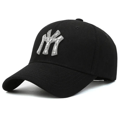 New MY Inlay Diamond Men's Outdoor Sports Baseball Hats Women's Fashion Trend Casual Duck Tongue Caps Suitable For All Seasons