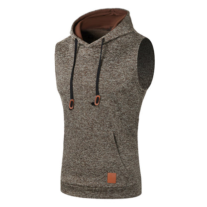 Mens Sleeveless Hoodies Fashion Casual Hooded Sweatshirt Men Bodybuilding Tank Top Sporting Shirt Waistcoat Vest Gym