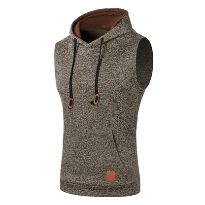 Mens Sleeveless Hoodies Fashion Casual Hooded Sweatshirt Men Bodybuilding Tank Top Sporting Shirt Waistcoat Vest Gym