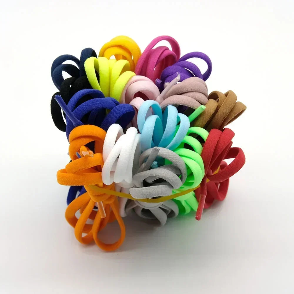 1Pair No tie ShoelacesSemicircle New Elastic Shoe Laces For Kids and Adult Sneakers Shoelace Quick Lazy Laces Color Shoestrings