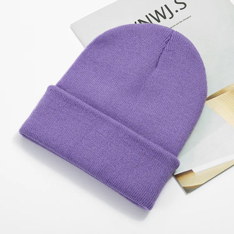 Acrylic Beanie Cap for Adult Winter Women Men Plain Skullies Beanie Hats Custom Logo Knitted Hats SKullies Skullcap