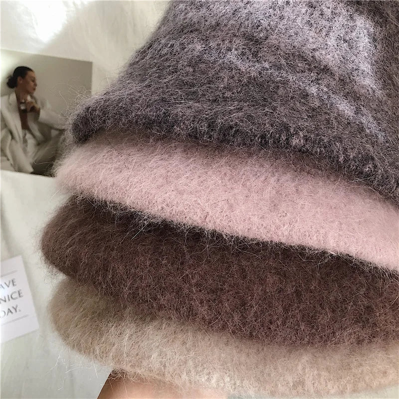 Good Angola Long Rabbit Fur Fisherman Bucket Hat Winter Fashion Soft Warm Wool Basin Cap Foldable Women Gift