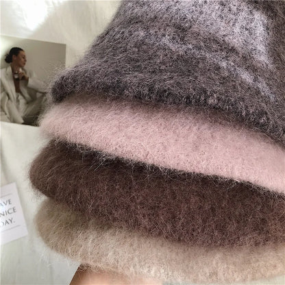 Good Angola Long Rabbit Fur Fisherman Bucket Hat Winter Fashion Soft Warm Wool Basin Cap Foldable Women Gift