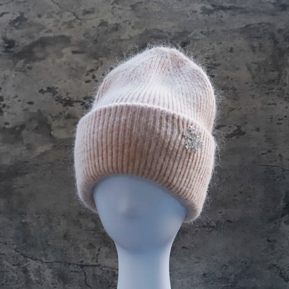Hot Selling Winter Hat Real Rabbit Fur Winter Hats For Women Snowflake Warm Beanie cold Hats Women Solid Adult Cover Head Cap