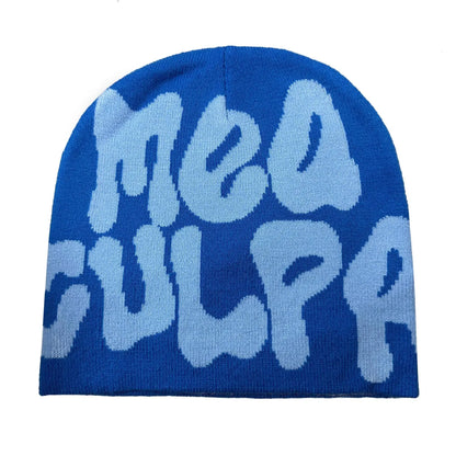 Mea Culpas Beanies Hats For Women Men Autumn Winter Fashion Printed Wool Acrylic Knitted Caps Bonnet Kpop Elastic Skullies Hat