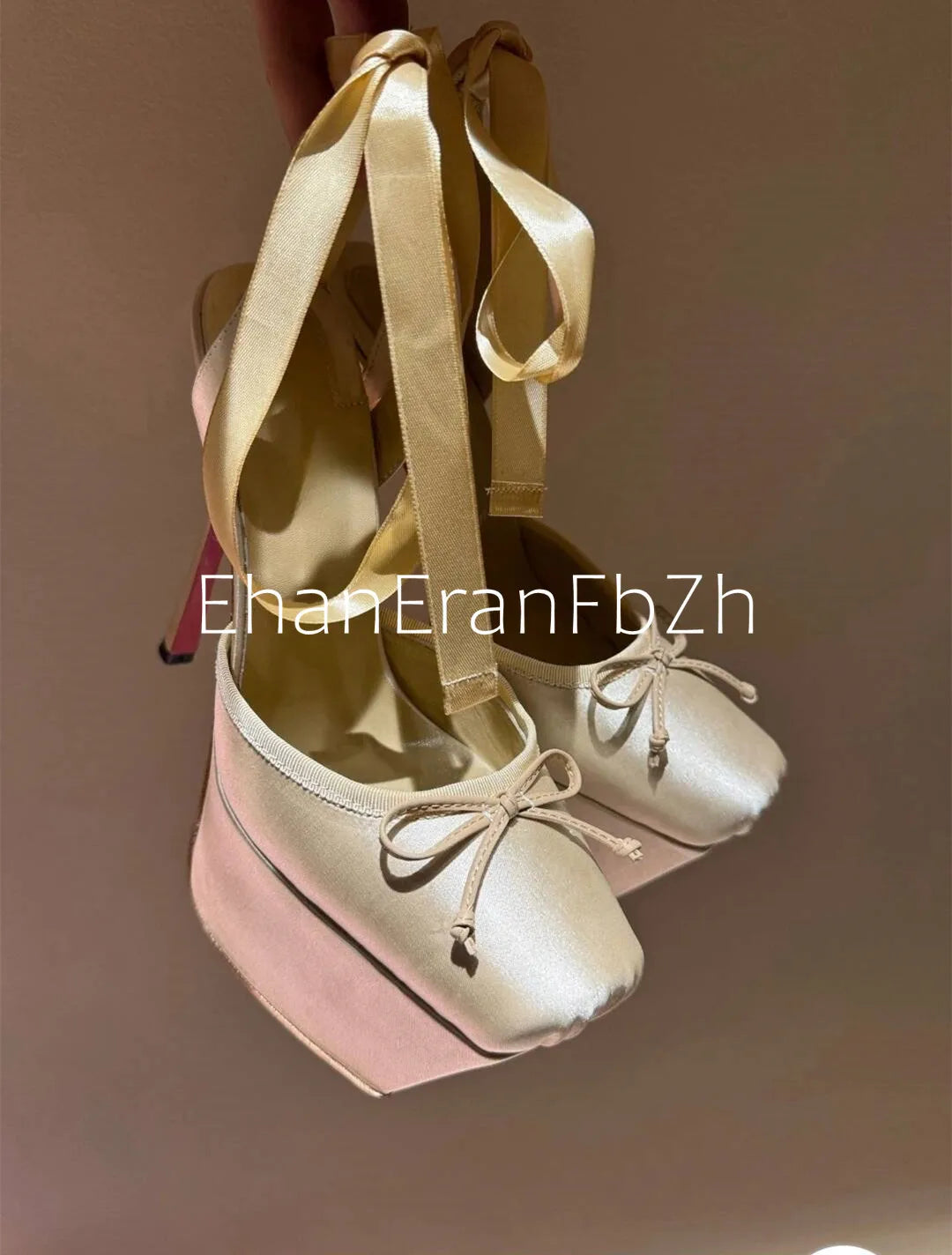 European and American Summer Women's Thick Bottom Stiletto Sandals Square Headband Butterfly Wedding Party Ballet High Heels