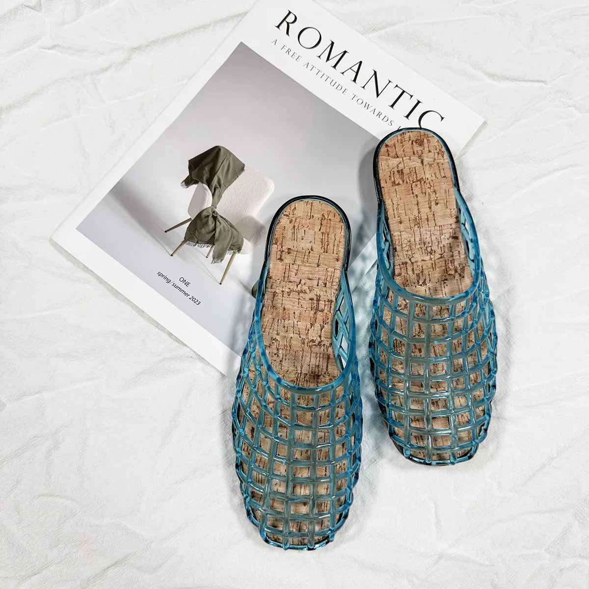 2025 Women's New Flat Slippers with Hollow PVC Breathable Summer Outerwear Baotou Bag and Casual Jelly Slippers