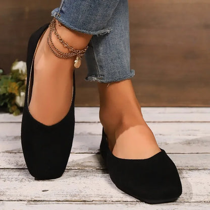 Women's Loafers 2025 New Elegant Ladies Causal Flat Shoes Square-toe Spring Autumn Shallow Women's Fashion Ballet Shoes Simple