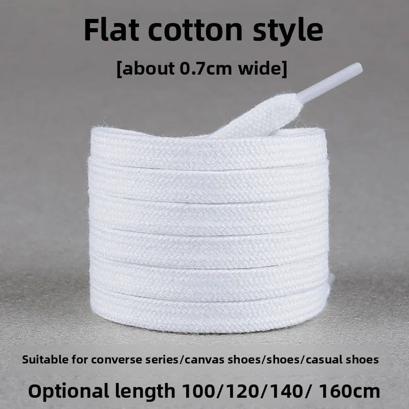 White Shoelaces Round Canvas Shoes Sports Casual Sneakers Basketball Shoes Flat Men and Women Cotton Versatile Pure White