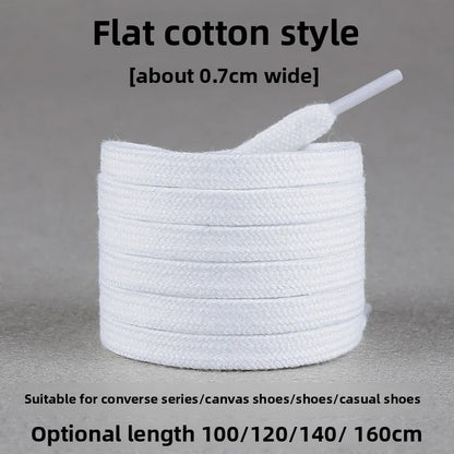 White Shoelaces Round Canvas Shoes Sports Casual Sneakers Basketball Shoes Flat Men and Women Cotton Versatile Pure White