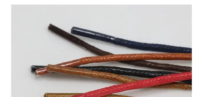 Solid Color Cotton Waxed Shoelaces Leather Waterproof Round Shoe Laces Boots Shoelace Shoestring Accessories