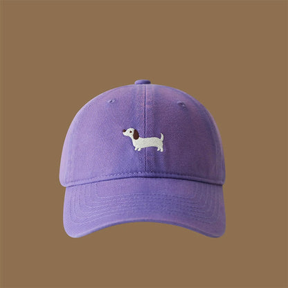 New Embroidered Dachshund Washed Cotton Baseball Cap Fashion Women Adjustable Wide Brim Trucker Hat Outdoor Men Snapback Caps