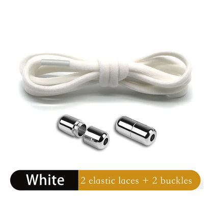 Leisure Sneakers Laces No Tie Shoelaces Elastic Quick Flat Shoelace Kids and Adult Lazy Laces Metal Lock Semicircle Shoelaces