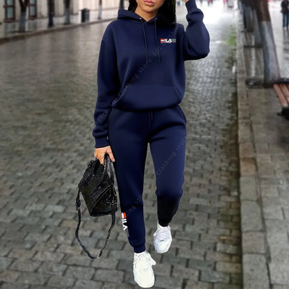 Women's Tracksuit Hoodies Trousers 2PCS Suit Winter Sports Jogging Outfits Fashion Street Designer Clothes for Women Pants Set