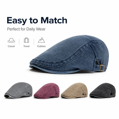 Vintage Washed Cotton Flat Cap Men Newsboy Hat Duckbill Ivy Cap Women Casual Driving Cabbie Painter Beret Spring Autumn