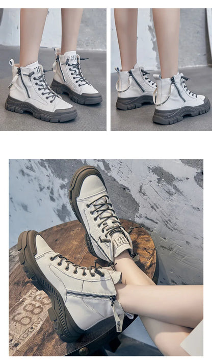 GKTINOO 2026 Autumn Winter Shoes Genuine Leather Sneakers Waterproof Boots for Women Thick Sole Women Ankle Boots Ladies Botas
