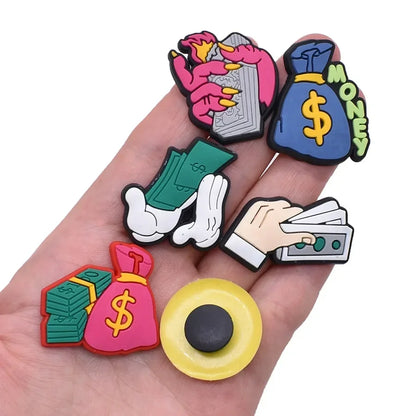 2pcs Lot Coin Money Shaped Character Shoe Buckles Charms Combination Designer for Women Accessories for Girls Adults Unisex Gift