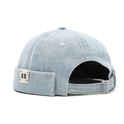 Top Denim Docker Cap Without Visor Letter Label Brimless Caps Adjustable Solid Color Hat Hats Unisex Adult Retro Hip Hop Street