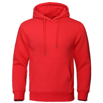 Autumn Winter Men Fleece Warm Mens Sweatshirt Casual Solid Color Streetwear Pullovers Sport School Fashion Hot Sale Hoodies