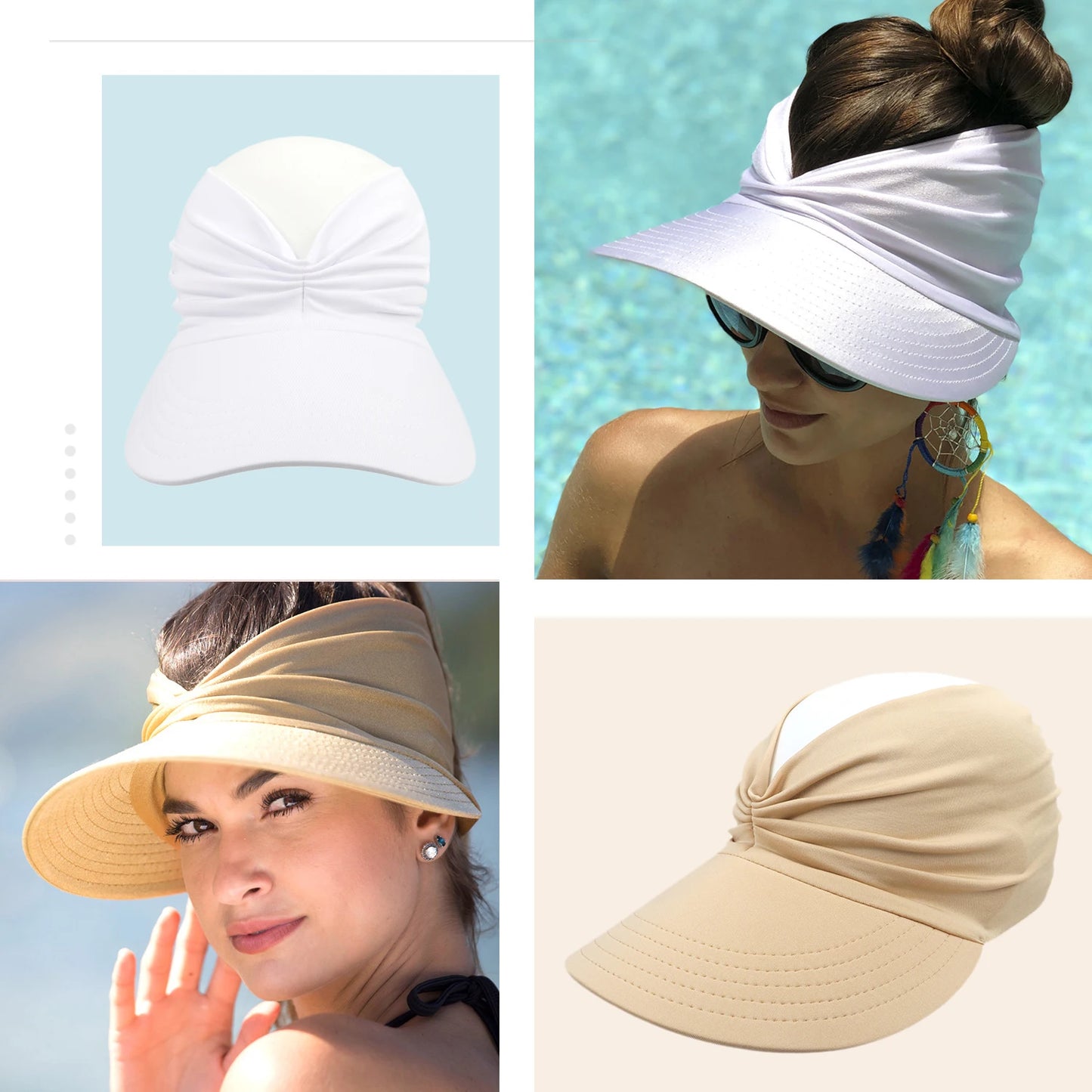 Spring and Summer Beach Sun Hat for Women New Ladies Outdoor Sports Empty Top Hat Sun-Protection Visior