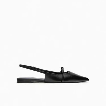 2024 New Bling Women Sandal Fashion Pointed Toe Shallow Slip on Ladies Elegant Slingback Shoes Med Heel Flat Shoes