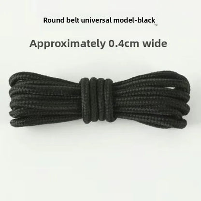 Black Shoelace round Flat Sports Men's and Women's Shoelace Leather Shoes Canvas Shoes and Boots Versatile Universal Shoelace