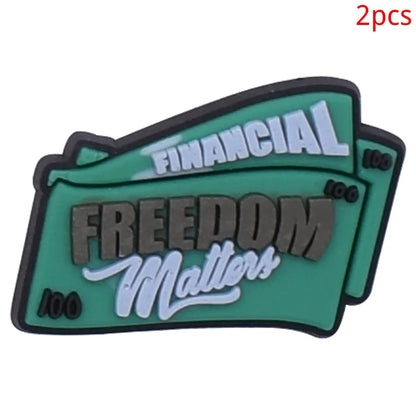 2pcs Lot Coin Money Shaped Character Shoe Buckles Charms Combination Designer for Women Accessories for Girls Adults Unisex Gift