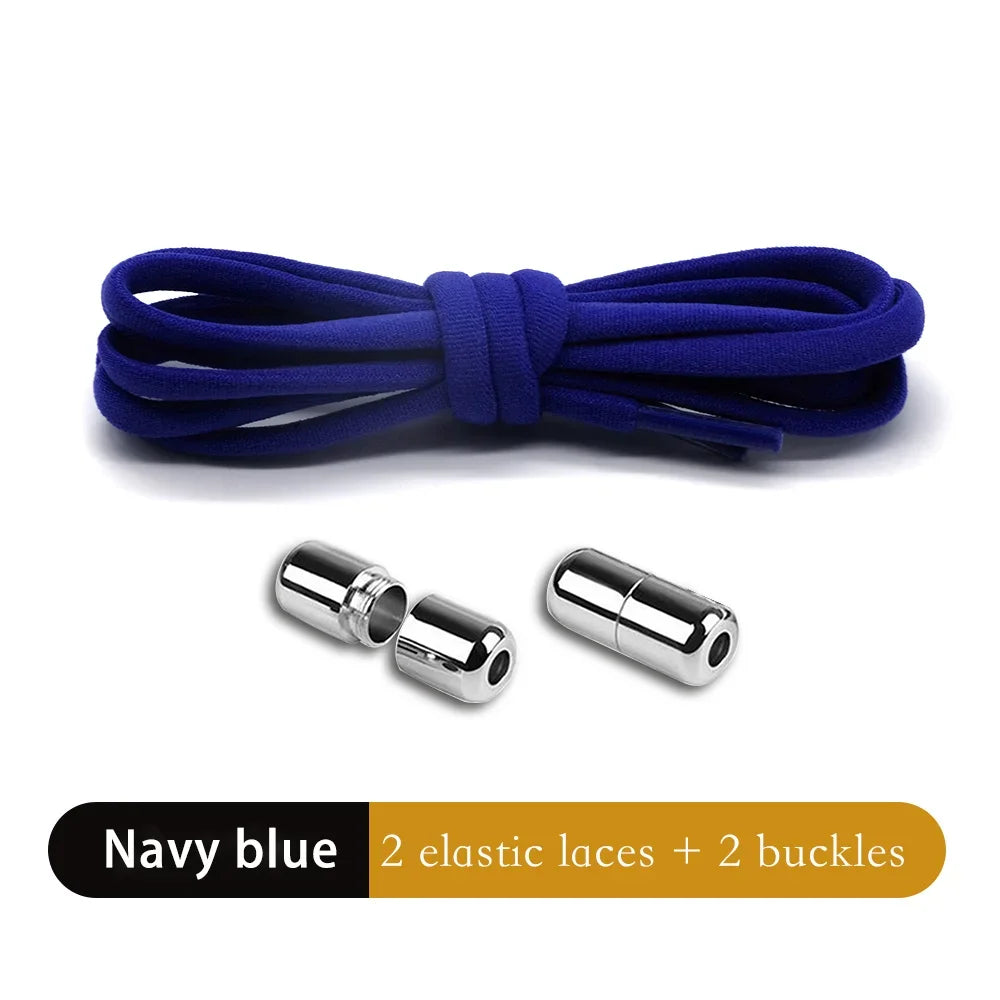 Leisure Sneakers Laces No Tie Shoelaces Elastic Quick Flat Shoelace Kids and Adult Lazy Laces Metal Lock Semicircle Shoelaces