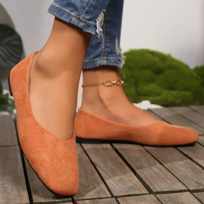 Women's Loafers 2025 New Elegant Ladies Causal Flat Shoes Square-toe Spring Autumn Shallow Women's Fashion Ballet Shoes Simple
