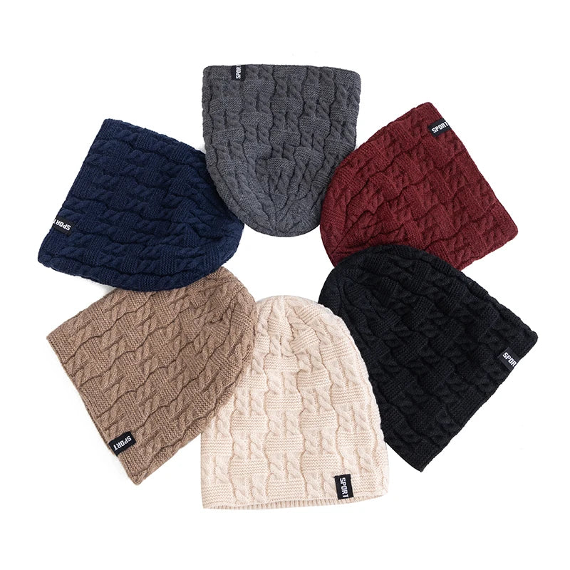 New Women Winter Hats Female Sports Label Casual Beanie Hat Fleece Lined Warm Knitted Hats
