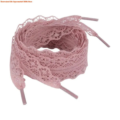E06E 1 Pair Lace Shoelaces for Women and Girls 3CM Wide Flat Design Shoestrings Laces for Sneakers and Casual Wear Shoes