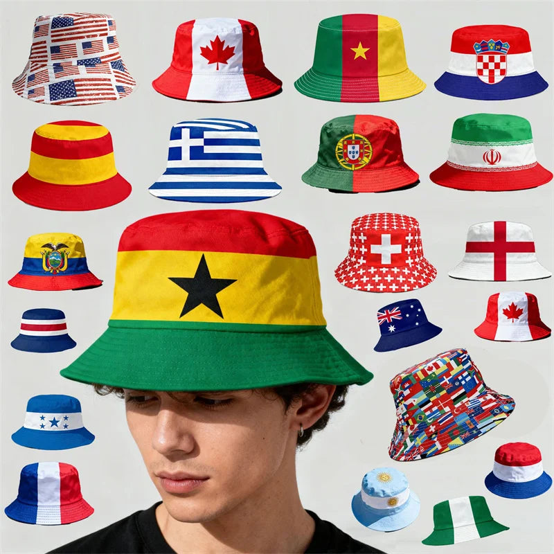 2026 Countries National Flag Bucket Hat Men Women Football FanParty Football Cup Sports Support Sun Hat Soccer Fan Fisherman Hat