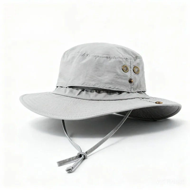 Wide Brim Waterproof Big Size 63-67cm Bucket Hats Men Summer UV Protection Sun Hat Foldable Chin Strap Hiking Cap Fishing Hat