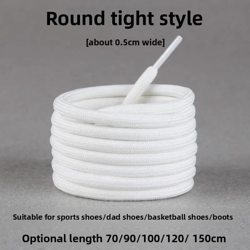 Light Gray Shoelaces Sports Shoes Wear-resistant Rope Men's Round Style Women's Flat Shoelaces Rope Casual Flat Round Sneakers