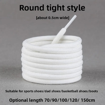 Light Gray Shoelaces Sports Shoes Wear-resistant Rope Men's Round Style Women's Flat Shoelaces Rope Casual Flat Round Sneakers