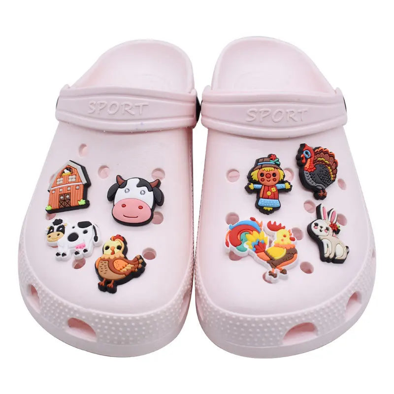 farming animal sheep deer duck house PVC shoe Charms Buckle for Wristbands accessories Decoration Bands gift unisex party