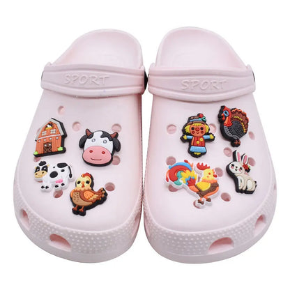 farming animal sheep deer duck house PVC shoe Charms Buckle for Wristbands accessories Decoration Bands gift unisex party