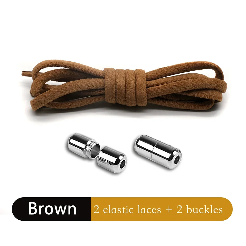 Leisure Sneakers Laces No Tie Shoelaces Elastic Quick Flat Shoelace Kids and Adult Lazy Laces Metal Lock Semicircle Shoelaces