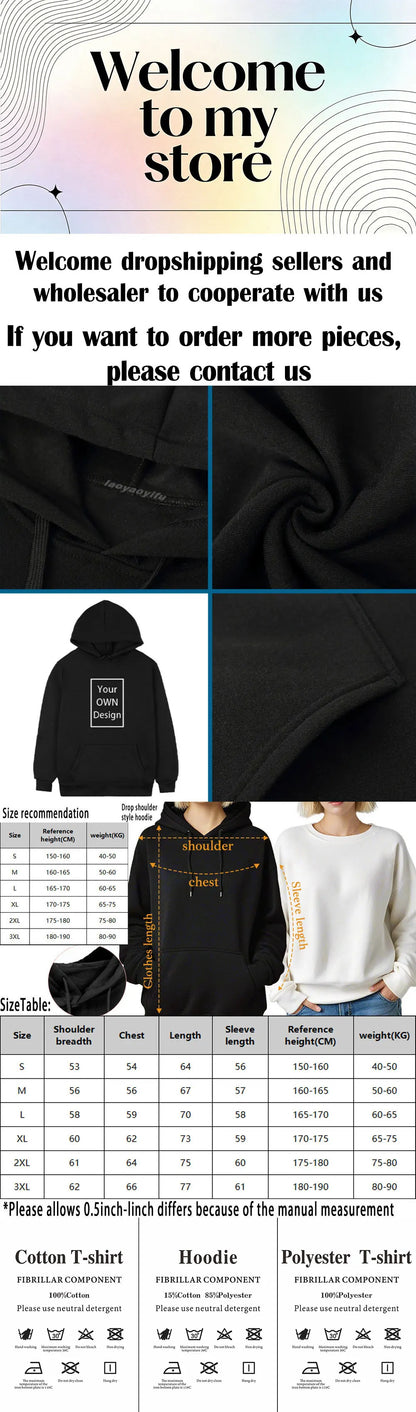 2026 Student Casual Custom Printed Text DIY Hoodie Customized Personalized Hoody Custom Hoodies Text Sweatshirt Clothes