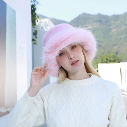Fur Hat Women Warm Snow Ski Cap Female Faux Fox Fur Thick Warm Winter Hat Lady Windproof Russian Hat Ear Warmer Bonnet Hot Sale