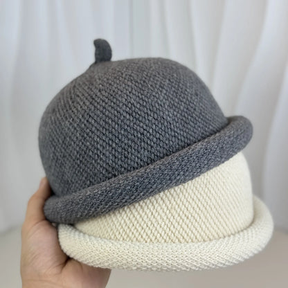 Japanese style Womens Fashion Bucket Hats Knitted Melon Skin Hats Casual Berets Landlord Hats Warm Painter Pacifier Caps 모자