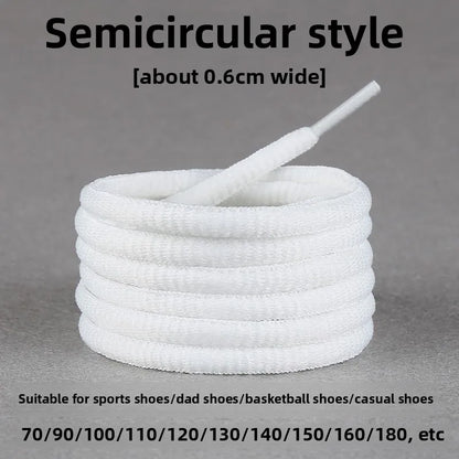 Black Shoelace round Flat Sports Men's and Women's Shoelace Leather Shoes Canvas Shoes and Boots Versatile Universal Shoelace