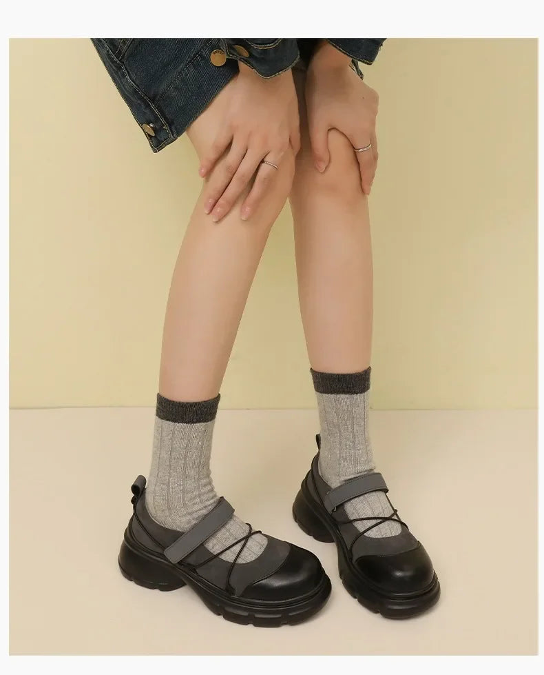 Autumn Chunky Women Sports Shoes Fashion Shallow Butterfly-knot Platform Sneakers Ladies Casual Flats Outdoor Mary Jane Shoe