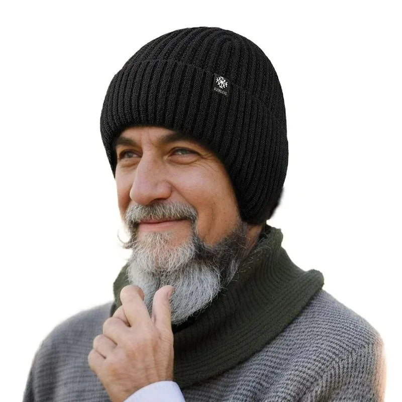 Men Winter Knitted Hat with Neck Scarf Plush Warmth Peaked Cap Earmuff 2025 Fashion Faux Fur Bomber Hats Cycling Ear Protection