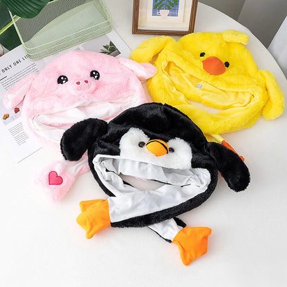 Hot Sale Unisex Funny Ear Hat Animal Style Couple Cute Ear Moving Up Cap Men Women Girls Rabbits Ears Plush Winter Lovely Hat ﻿