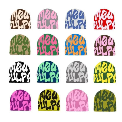 Mea Culpas Beanies Hats For Women Men Autumn Winter Fashion Printed Wool Acrylic Knitted Caps Bonnet Kpop Elastic Skullies Hat