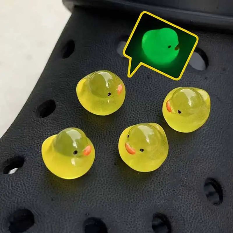 3D Cute Chubby Yellow Duck Noctilucent Shoe Charms for Crocs Garden Sandal Clogs Pins Decorations Slipper Accessories Girl Gift