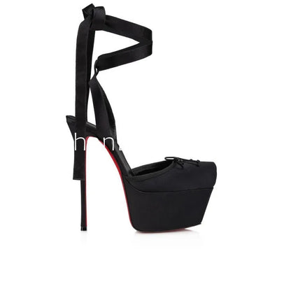 European and American Summer Women's Thick Bottom Stiletto Sandals Square Headband Butterfly Wedding Party Ballet High Heels