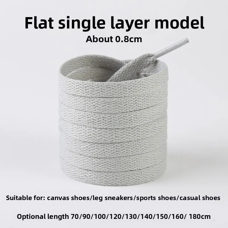 Light Gray Shoelaces Sports Shoes Wear-resistant Rope Men's Round Style Women's Flat Shoelaces Rope Casual Flat Round Sneakers