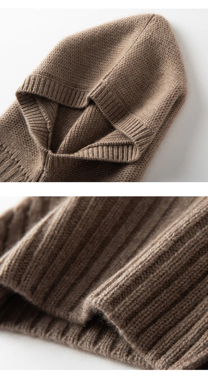 New Autumn and Winter Women's Hat 100% Cashmere Knitted Scarf Hats Outdoor Warm Fashion Girl Cap Lady High Quality Neck Sarf
